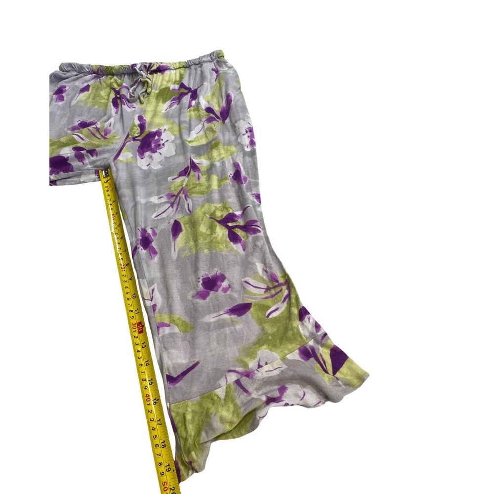 Simply Vera Vera Wang Pajama Set Large Purple Green Floral Ruffle Top Crop Pants - Picture 8 of 10
